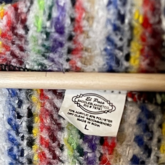 El Paso Unisex Striped Baja Hoodie Pullover Sweater Size L Colorful Beach Boho - Picture 7 of 8